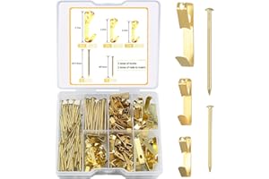 SYBDXJ Ganchos para cuadros con clavos, 184 ganchos colgantes, ganchos para colgar cuadros, soportes para pared y clavos colgar fotos y espejos - capacidades de 20, 30 y 50 lbs