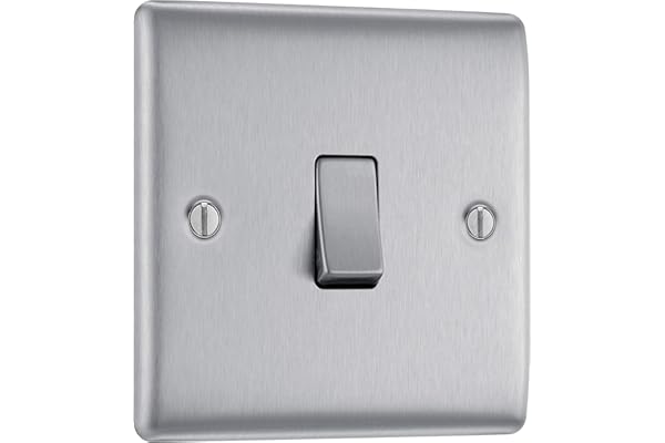 BG Electrical NBS13-01 16AX Interrupteur intermédiaire de lampe en acier brossé 1 module 10 A
