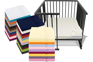 ‎EMILY´S CHECK Emily´s Check Kinder Jersey Spannbetttuch für Lauf- und Krabbelgitter 1476.2098, ca. 100 x 100 cm, creme