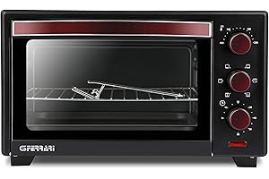 G3 Ferrari G10135 Forno Elettrico Ventilato "Il Moro 20 Plus",1380W, 20 Litri, 100-230°C, Antiaderente, Nero/Rosso