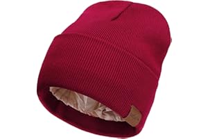 DRESHOW Berretto Invernale da Donna Cappello Caldo Beanie Morbida Comoda in Maglia in Raso Inverno All'aperto Cappelli con Polsino in Elasticizzata con Fodera