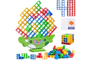 WuGU 48 Stück Tetra Tower Spiel, Tower Spiel für Kinder Erwachsene, Balance Team Stapelspiele Creative Stack Attack Spielzeug Wackelturm Stapelturm für 2 Spieler +, Kinderspiel Geburtstag Geschenk