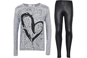 A2Z4KIDS A2Z 4 Kids® Kinder Mädchen HEART Aufdruck ed Modisch Top & Mode Legging Satz Neu Alter 5 6 7 8 9 10 11 12 13 Jahre