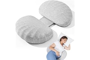 Tinkerz Schwangerschaftskissen zum Schlafen Memory Foam Kissen für Seitenschläfer, Mutterschaftskissen Unterstützung für Rücken, Bauch, Hüfte für Schwangere, tragbare und verstellbare Reisekeilkissen,