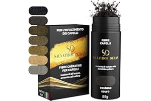 SD SALVATHOR DURAN Fibre Capelli Salvathor Duran 25 g – Fibre di Cheratina per Capelli per Volume Istantaneo – Fibre Cheratina per Capelli – Cheratina per Capelli Naturale (Castano Scuro)