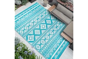 Famibay Outdoor Rugs Waterproof Large Outdoor Patio Garden Rug Reversible Mat Portable Camping Rug Outdoor Carpet for Balcony Deck Backyard Porch Beach BBQ