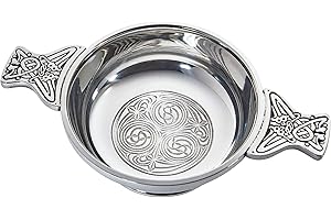 WENTWORTH PEWTER Kells Pewter Quaich Whisky Tasting Bowl Loving Cup Burns Night (Large 115mm Bowl Diameter) (Large 115mm Diameter)