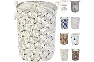 LessMo 19,7" con Coulisse Portabiancheria Bagagli Sorter, Pieghevole Pop-Up Lavanderia Cesti, Impermeabile Rotonda Cotone Lino