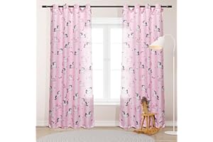 HOMEYA - Cortina Translucida Infantil 2 Unidades de 140 x 260 cm - Cortina jovenil con diseño Unicornio, Deja Pasar la luz, Semiopaca para Habitacion de niños. 100% Poliester
