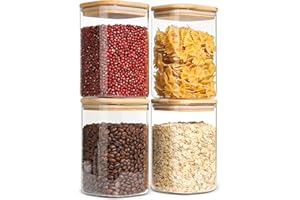 ComSaf Barattoli Vetro con Coperchio Ermetico, 4 Pezzi da 1,1 L, Barattoli Vetro Quadrati per Alimenti, Perfetti per Cucina e Dispensa, Ideali per Biscotti, Frutta Secca, Farina, Cereali