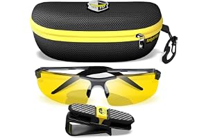 Blugond HD Driving Glasses Night Vision - semi-stranding anti semi -olererad gul lins - obrännbar metallram med stativ för bi
