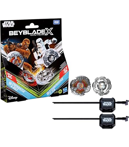Coffret Beyblade X Star Wars – 2 Toupies Luke Skywalker 4-80B Et Darth Vader 4-60B + 2 Lanceurs + Carte Tigre – Système Propulsion X, Dès 8 Ans