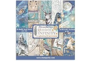 ‎STAMPERIA Stamperia handicraft paper block with patterns for scrapbooks, albums, bullet journals and more - acid -free, double -sided - craft paper colorful for hobbies and as a gift (Cosmos) (20.3 x 20.3 cm)