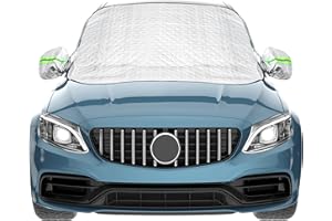 AICOIMY Car Windscreen Cover with 9 Built-in Magnets, Summer Foldable Sun Shade UV Reflective with Two Mirror Covers for Windscreen Frost Wipers Protection, Water, Dust, Sun(148cm * 120cm)