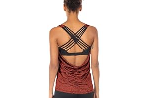 icyzone Femme Débardeur de Sport 2 en 1 - Débardeur sans Manches avec Soutien-Gorge intégré, Fitness Yoga Tank Top