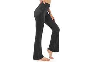 AFITNE Bootcut Yoga Pants for Women, High Waist Flared Leggings with Pockets Wide Leg Bottom Bootleg Tummy Control Workout Gym Casual Work Flare Trousers