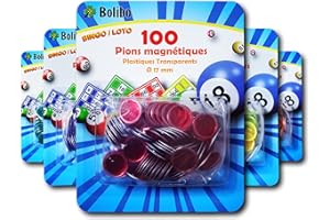 Bolibo JETON Loto magnétique - 100 PIONS MAGNÉTIQUES - 17 mm de diamètre - Coloris au Choix - Bleu, Orange, Jaune, Vert, Rouge, Violet - Bingo (Rouge)