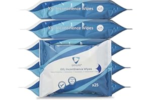 Drylife Premium 5-in-1 Fragranced Disposable XXL Incontinence Wipes | Moisturising Antibacterial Barrier Protection Skin Cleansing Cloths (6 Packs of 25)