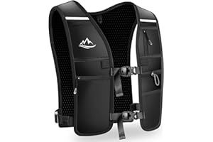 ISEYOU Running Vest, Adjustable Unisex Reflective Vest with Waterproof Zipper Phone Pocket and 7 Storage Compartments, Lightweight and Breathable, Perfect for Running, Cycling, and Hiking (L)