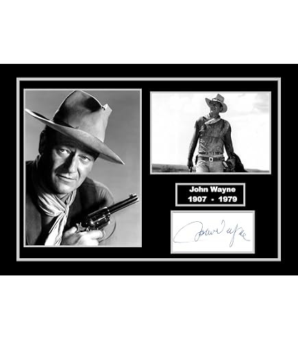 Photo Dédicacée John Wayne - Impression D'Art Encadrée Western Pour Votre Salon