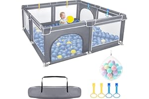 Froadp Box pieghevole per bambini, con rete traspirante e 50 palline, per bambini, per bambini, colore grigio scuro, 180 x 150 x 68 cm
