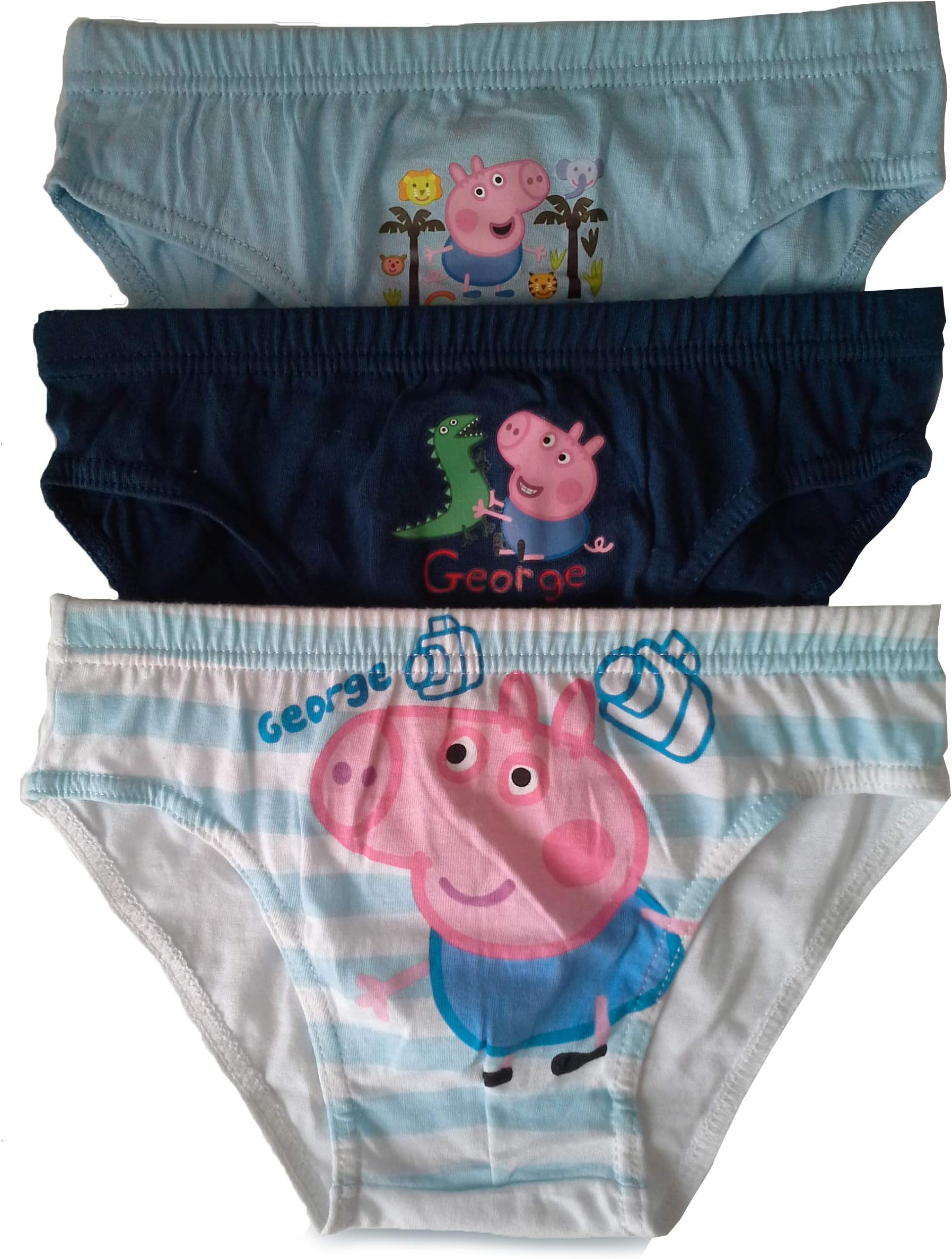 Boys Peppa Pig George Pants Briefs Underpants Underwear Slips - 3 Pack - Official Licenced 100% Cotton