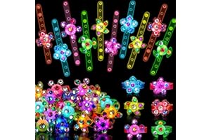 Lypsochaat 24Pcs Light Up Spinner Bracelets Bulk Toy, LED Bracelets Party Favors for Kids 4-8 8-12, Party Goodie Bag Fillers Treat Stuffers Classroom Prizes Christmas Return Gifts for Boys Girls