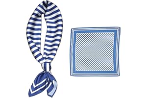 GIMIRO Foulard en Imitation Soie 53 x 53cm pour Homme Écharpes Carré ÉlégantVintage Floral Wave Dot Stripe