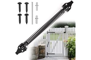 WEIELT 14 Inch Self Closing Gate Spring Hardware Adjustable Metal Spring Closure for Light to Heavy Duty Wooden Gates Door Fence Black Garden Gate Closer for Wooden Gate