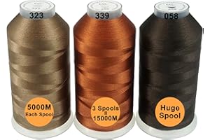 New brothread Conjunto de 3 Diferentes Marrón Colores Poliéster Bordado Máquina Hilo Grande carrete 5000M para todas las máquinas de bordado