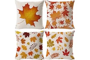 SEASBOES 4 poszewki na poduszkę, 45 x 45 cm, poszewka na poduszkę dekoracyjną, na jesień, z lnu, na dożynki, na sofę, kanapę, łóżko, dekoracja domu