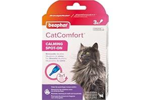 Beaphar - CatComfort Pipetas Antiestrés para Gatos, con Feromonas para Gatos, Reduce Estrés y Ansiedad, Miedos, Cambios Entorno, Hogar, Maullidos, Marcajes con Orina, Conflictos, 3 Unidades