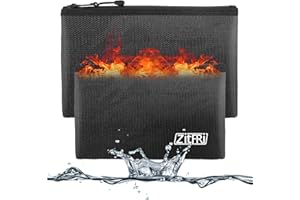 Zitfri Ognioodporna torba na dokumenty, 2 sztuki, etui A4, ognioodporne i wodoszczelne, do bezpiecznego przechowywania dokumentów A4, pieniędzy, biżuterii, paszportu i wartościowych przedmiotów