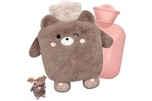 YEAHBOOM Bolsa de Agua Caliente,Hot Water Bottle,Bolsa de Agua caliente para Niños,Desmontable y Lavable,Botellas de Agua Caliente con Suave Felpa Funda,No hay fugas,Para Mantener el Agua Calient