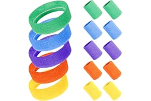 Yamitora 15 Stück Schweissband Set 80er Jahre Schweissband,Neon 80er Jahre Stirnband Outfit 5 Farben Schweissband Handgelenk Stirnband für Damen Herren Basketball Tennis Fitnessstudio