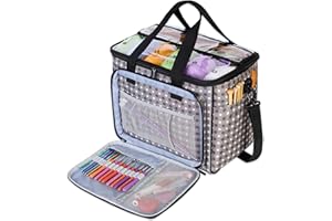 Teamoy Wool Storage Case Suitable for Carrying Knitting/Crochet Wool and Pockets for Accessories (Not Supplied), Nylon, Grey Dot