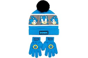SONIC THE HEDGEHOG Winter Hat & Gloves Set for Boys – Warm & Comfy Beanie Hat & Gloves – Perfect for Kids Ages 6-12