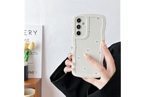 ZTOFERA Płynna silikonowa tylna obudowa do Samsung Galaxy A34 5G, urocza falista ramka stokrotka wzór miękkie etui odporne na wstrząsy osłona zderzaka do Samsung A34 - beżowa