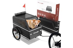 TrevoPet® Remorque Velo Chien XL – Chariot Pliable avec Rampe et Suspension – Carriole étanche Jusqu’à 45 kg – Compatible avec vélos électriques