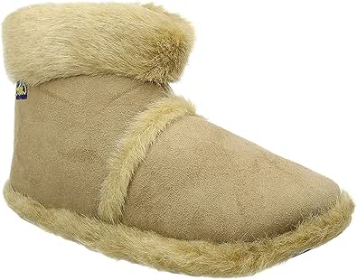 Mens Coolers Beige Furry Ankle Boot Slippers UK 9-10