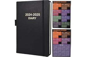 EARNING POWER Academic Diary 2024-2025 A5 Day Per Page, Daily Diary 2024-2025 From JUL 2024 to JUN 2025, Productivity A5 Daily Planner with Monthly Tabs, 2 Bookmark, Pen Loop and Inner Pocket,21×14.5cm (Black)