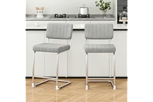 Farini 27 inch Modern Counter Height Bar Stools Set of 2,Barstools,Backrest Solid Metal Base, Chairs for Kitchen