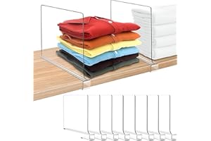 PROVERVEO 8 Piezas Separadores de Bolsos para Armarios, 30x20cm | Organizadores Baldas Armario Interior | Separadores Estanteria Transparente Acrilico para Mantener el Orden en Casa