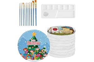 Deefongo 12Pcs 6.3cm-Round White Painting Stone with Pens,Painting Stones, Stone Painting and Stone Art, Stone Children's Art