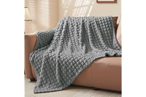 BEDELITE Kuscheldecke Flauschig Decke Klein - weiche Flanell Decken Grau 125x150 für Sofa, Deko Kariert Fleecedecke als Sofaüberwurf für Wohnzimmer, Throw Blanket Wide Use