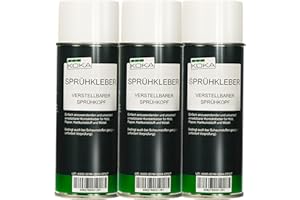 KOKA Spray adhesivo de 400 ml, juego de 3 unidades (3 x 400 ml) – Spray adhesivo resistente al calor para techos, fieltro, cuero, espuma y plástico – fuerte adherencia, secado rápido, impermeable y