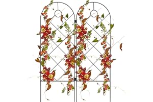 LIBOOI 2 Pack Garden Trellis for Climbing Plants, 58 x 20cm Iron Garden Trellis Panels Metal Outdoor Wall Panel for Vines & Flowers, Metal Garden Fence for Outdoor