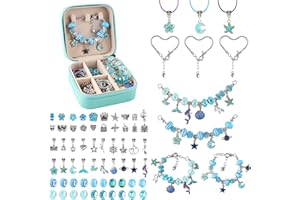 Beihre Prezent dla dziewczynek w wieku 5-12, zestaw bransoletek typu charms, biżuteria DIY, zabawka dla dzieci, na urodziny, Boże Narodzenie, Wielkanoc (niebieski)