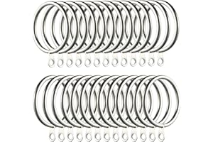 Kinsinder 60 Piezas Anillos de Cortina de Metal de Plata para Colgar Anillos con Ojo Fijo para Cortinas y Varillas de 38 mm de diámetro Interno