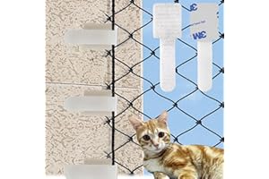 JUGGPENG 60 sztuk haczyków samoprzylepnych do użytku na zewnątrz, do siatki dla kotów, na balkon, mocowanie do siatki balkonowej dla kotów, bez wiercenia, model 3M, siatka ochronna dla kotów (bez